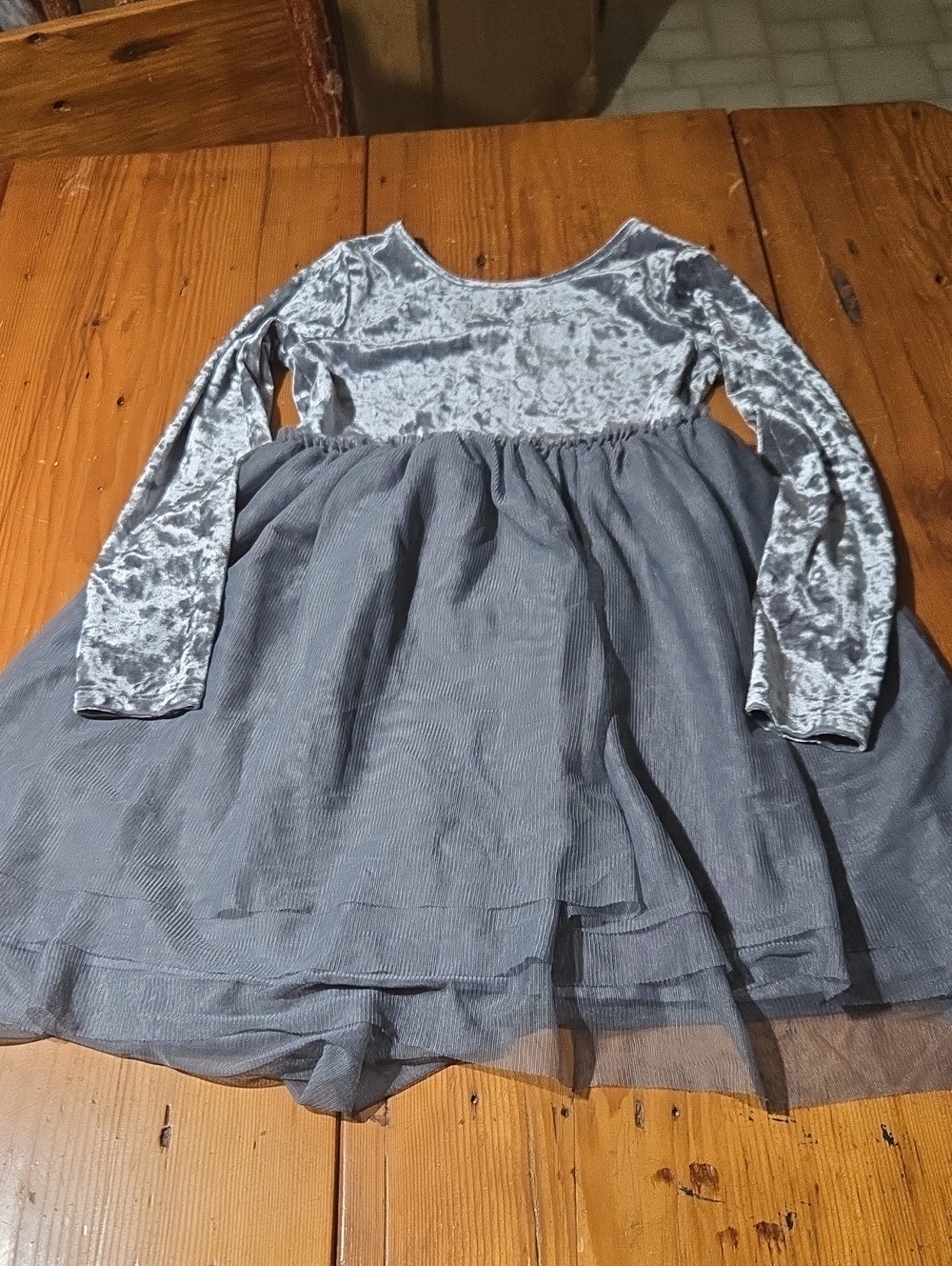 Cat & Jack Silver Grey Velvet Dress Top Sz M 7/8